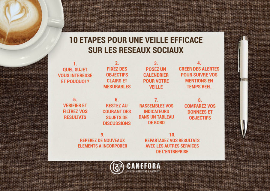 Infographie - Veille efficace sur les réseaux sociaux - Agence de communication web Annecy - Canefora